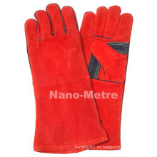 Guante de soldadura de cuero NMSAFETY rojo largo bombero